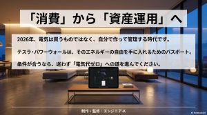 2026年、電気を自分で作って管理する「資産運用」としての蓄電池導入を推奨するイメージ画像