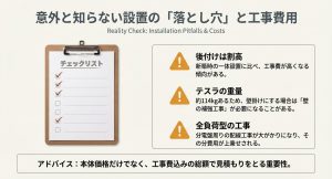 意外と知らない設置の「落とし穴」と工事費用。後付けは割高、テスラの重量、全負荷型の工事についての注意点