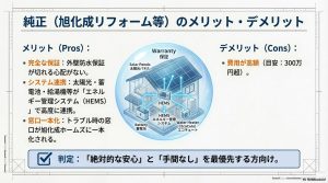 純正（旭化成リフォーム等）の蓄電池導入における保証・システム連携・コストのメリット・デメリットまとめ