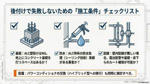 ヘーベルハウスの後付け蓄電池設置で失敗しないための基礎・防水・配線・設備に関する施工チェックリスト