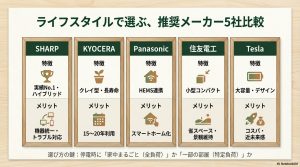 SHARP・京セラ・パナ・住友電工・テスラの比較。