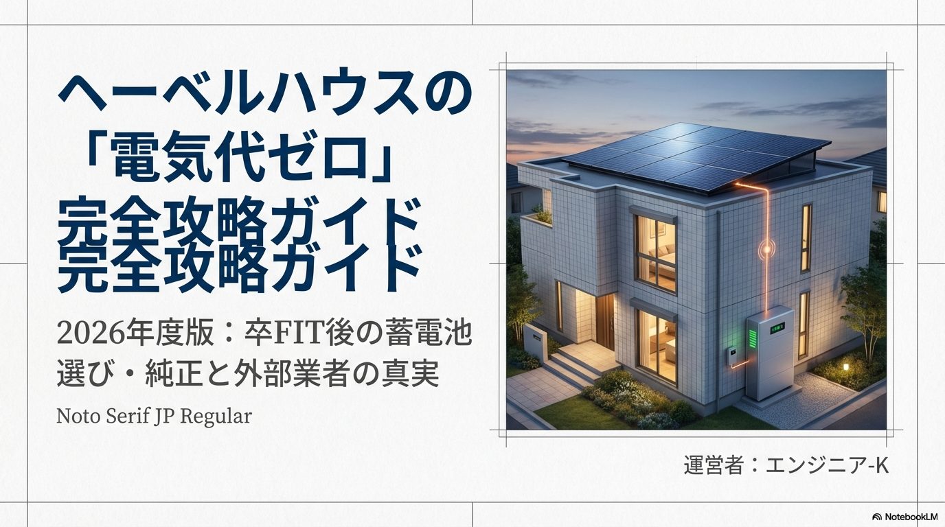 ヘーベルハウスの「電気代ゼロ」完全攻略ガイド2026年度版：卒FIT後の蓄電池選び・純正と外部業者の真実