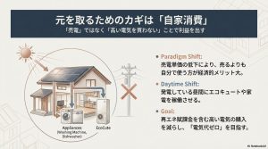 売電ではなく「買わない」ことで利益を出す構造図