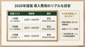 容量別価格帯と、住友林業経由が高い理由。