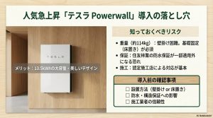 重量による基礎固定の必要性と保証への影響。