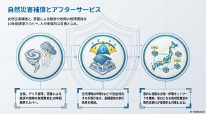 10年間の自然災害補償と国内に構築された強固な点検・修理ネットワークの概念図