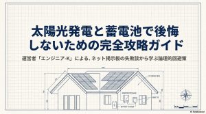 運営者エンジニア-Kによる太陽光発電と蓄電池の失敗談から学ぶ攻略ガイドのタイトルスライド