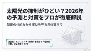 太陽光の抑制がひどい現状への対策と2026年予測を解説するエンジニア-Kのガイド表紙